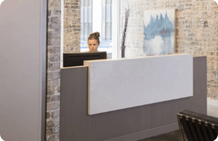 Woman working at office sunny day